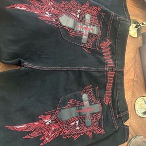 Black Grunge, Y2K, baggy jeans.  Black and red stitching.  XXL